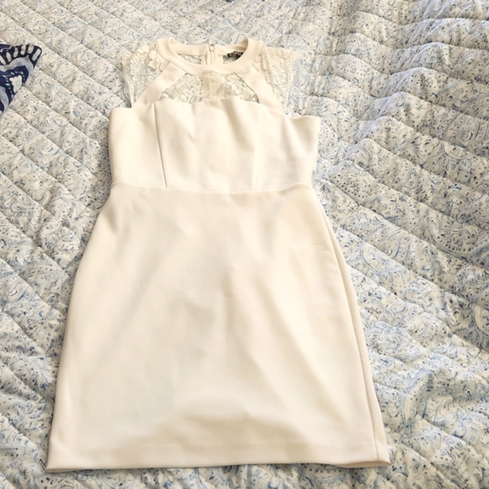 express lace bodycon dress white